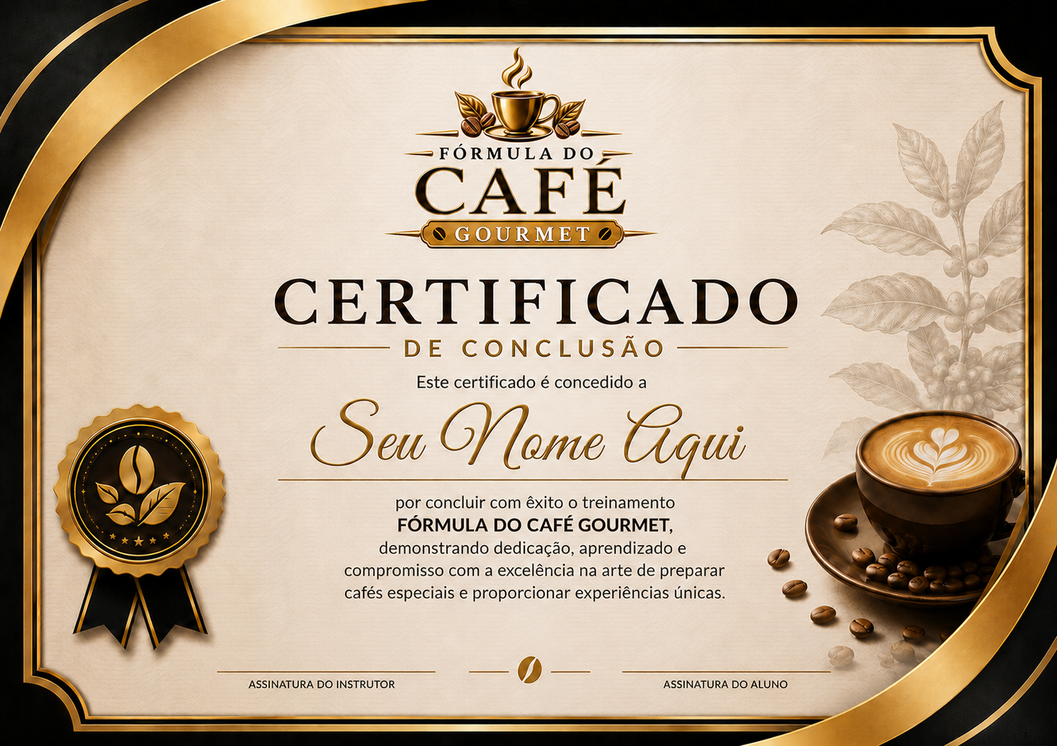 Certificado de Conclusão do curso de café gourmet